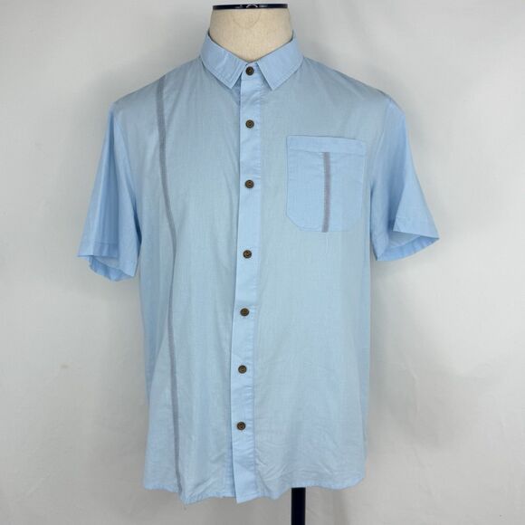 Men's Solid Light Blue Button-Down Short-Sleeve Shirt Medium NWOT - Picture 12 of 16